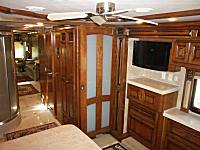 The master bedroom located in the rear of the coach